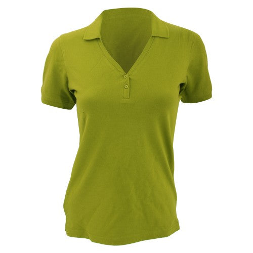 Front - Kustom Kit Ladies Sophia Comfortec® V-Neck Short Sleeve Polo Shirt