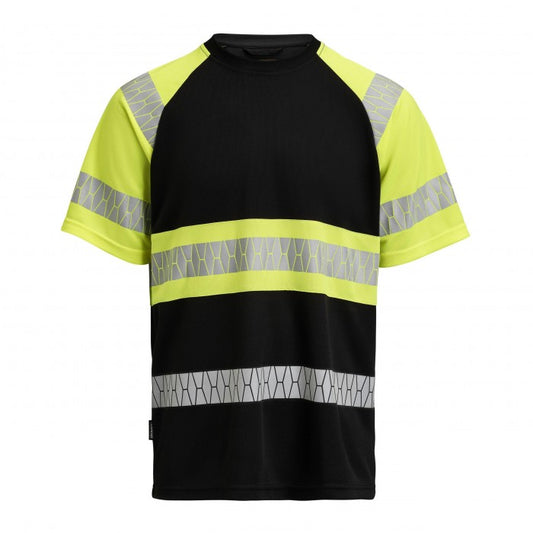 Front - Jobman Mens Hi-Vis Stripes T-Shirt
