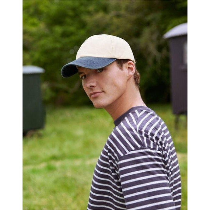 Natural-Vintage Black - Front - Beechfield Unisex Adult Vintage Low Profile Baseball Cap