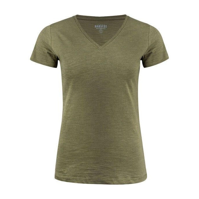 Grey Melange - Front - James Harvest Womens-Ladies Whailford V Neck T-Shirt