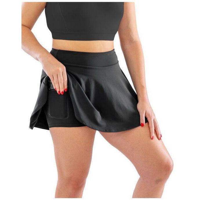 Black - Lifestyle - Spiro Womens-Ladies Fitness Skort