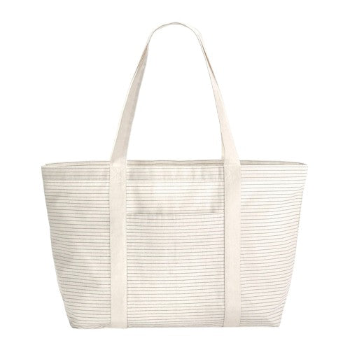 Front - Westford Mill Striped Organic Cotton 28L Shopper Bag