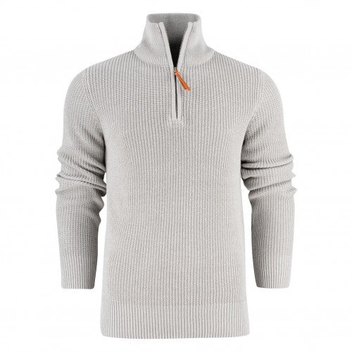 Front - James Harvest Mens Flatwillow Heavy Knit Quarter Zip Jumper