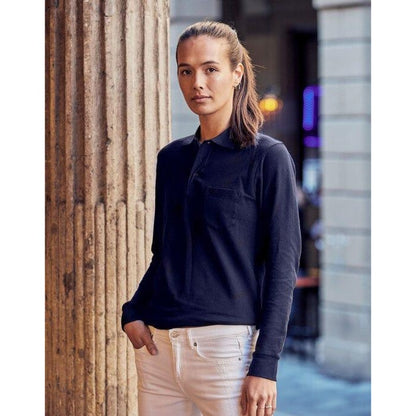 Dark Navy - Front - Clique Unisex Adult Basic Chest Pocket Long-Sleeved Polo Shirt