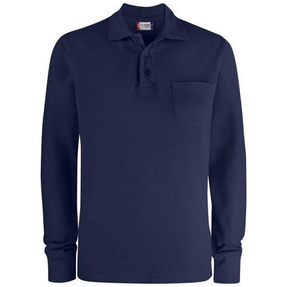 Dark Navy - Back - Clique Unisex Adult Basic Chest Pocket Long-Sleeved Polo Shirt