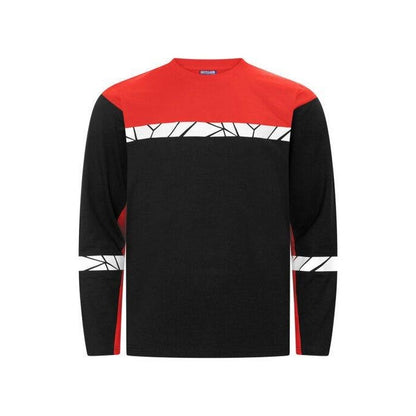 Black-Red - Side - Projob Mens Progression 7002 Long-Sleeved T-Shirt