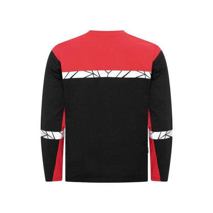 Black-Red - Close up - Projob Mens Progression 7002 Long-Sleeved T-Shirt