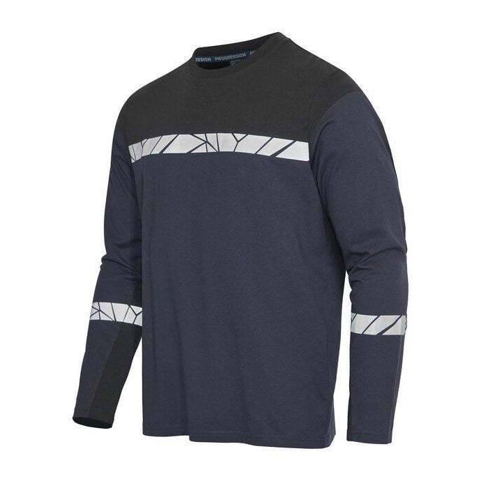 Black - Front - Projob Mens Progression 7002 Long-Sleeved T-Shirt