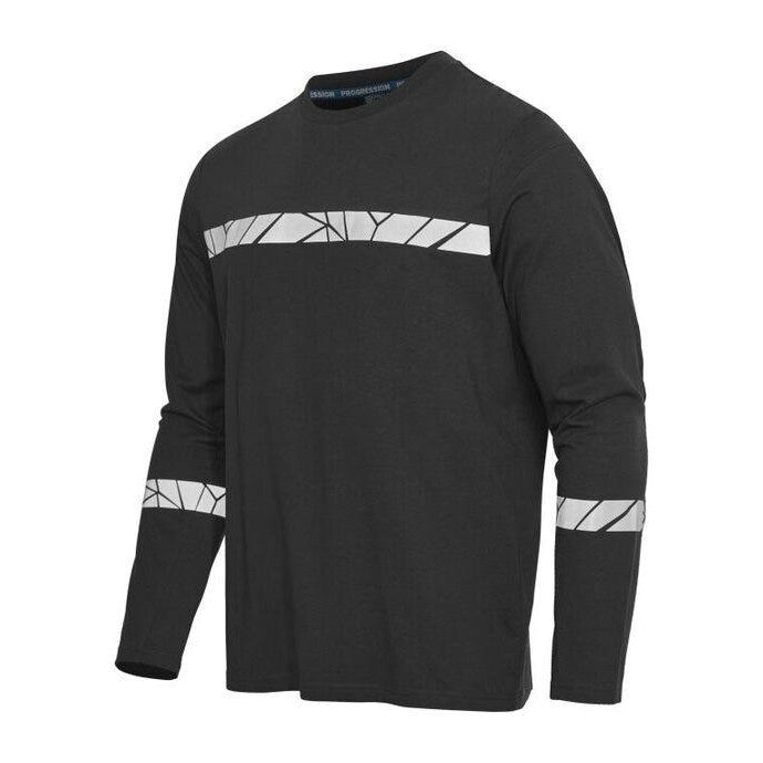 Black - Back - Projob Mens Progression 7002 Long-Sleeved T-Shirt