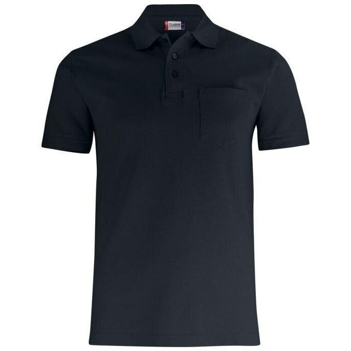 Black - Close up - Clique Womens-Ladies Basic Chest Pocket Polo Shirt