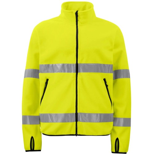 Front - Projob Mens Prio 6327 Class 3 Hi-Vis Fleece Jacket