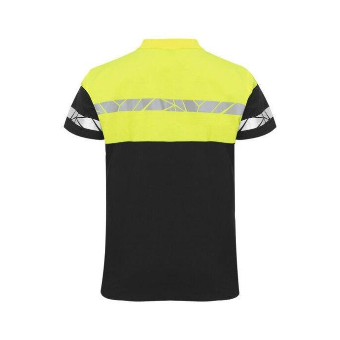 Black-Yellow - Close up - Projob Mens Progression 7003 Pique Polo Shirt