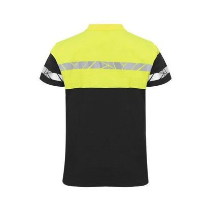Black-Yellow - Close up - Projob Mens Progression 7003 Pique Polo Shirt