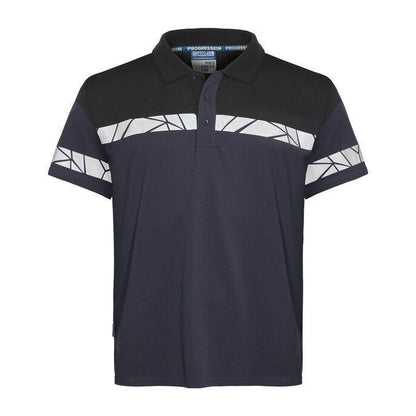 Black-Yellow - Front - Projob Mens Progression 7003 Pique Polo Shirt