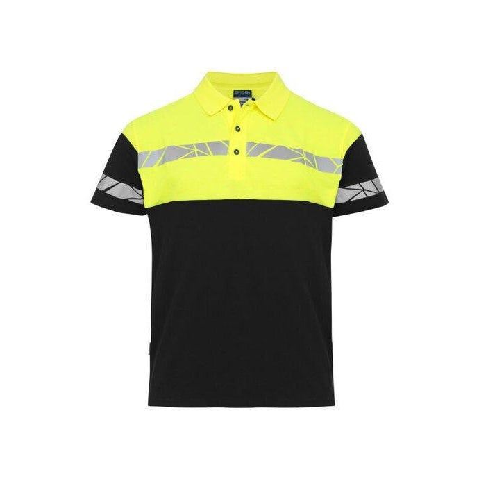 Black-Yellow - Back - Projob Mens Progression 7003 Pique Polo Shirt