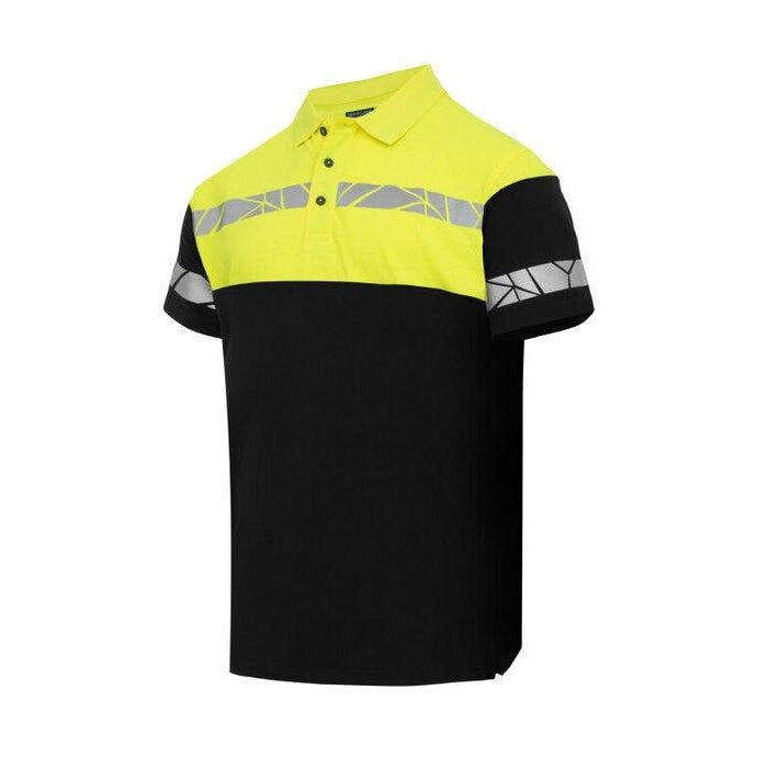 Black-Yellow - Side - Projob Mens Progression 7003 Pique Polo Shirt