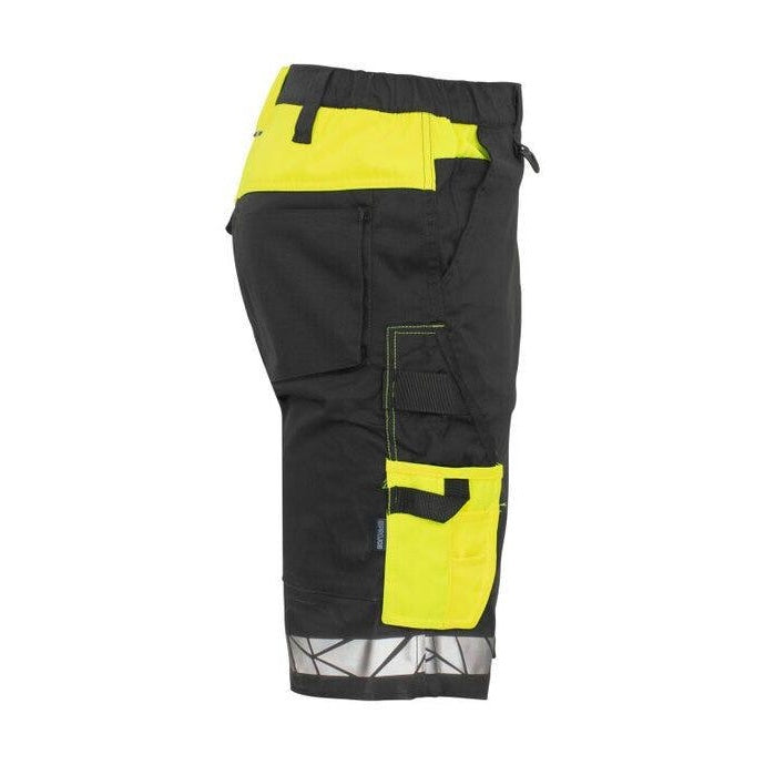 Black-Yellow - Pack Shot - Projob Mens Progression 7510 Work Shorts
