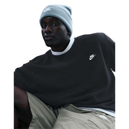 Obsidian Black-White - Front - Nike Mens Club Crew Neck Sweatshirt