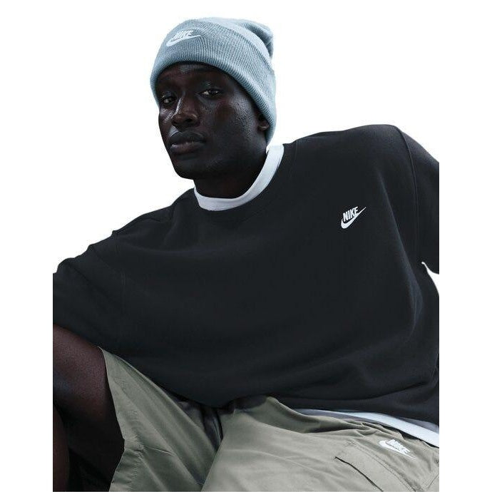 White-Black - Front - Nike Mens Club Crew Neck Sweatshirt