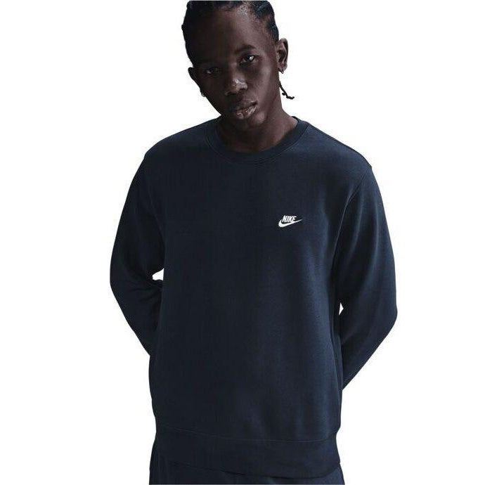 Obsidian Black-White - Back - Nike Mens Club Crew Neck Sweatshirt