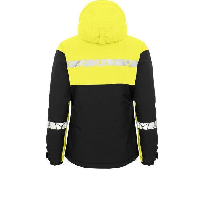 Black-Yellow - Close up - Projob Womens-Ladies Progression 7418 Soft Shell Jacket