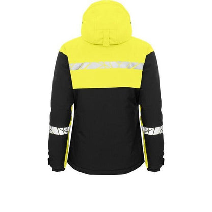 Black-Yellow - Close up - Projob Womens-Ladies Progression 7418 Soft Shell Jacket
