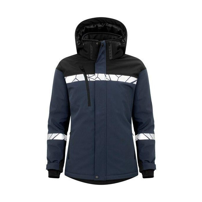 Black-Yellow - Front - Projob Womens-Ladies Progression 7418 Soft Shell Jacket