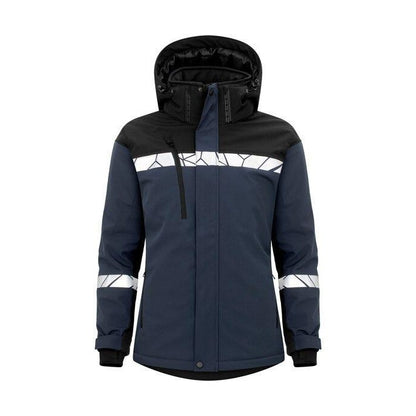 Black-Yellow - Front - Projob Womens-Ladies Progression 7418 Soft Shell Jacket