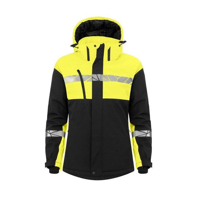 Black-Yellow - Back - Projob Womens-Ladies Progression 7418 Soft Shell Jacket
