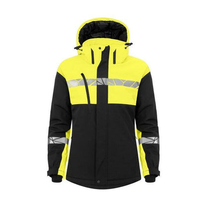 Black-Yellow - Back - Projob Womens-Ladies Progression 7418 Soft Shell Jacket