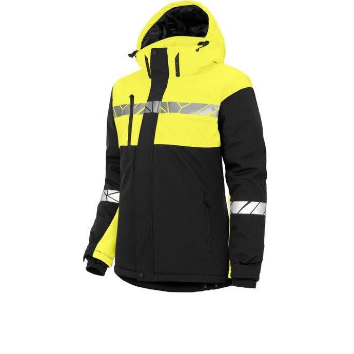 Black-Yellow - Side - Projob Womens-Ladies Progression 7418 Soft Shell Jacket