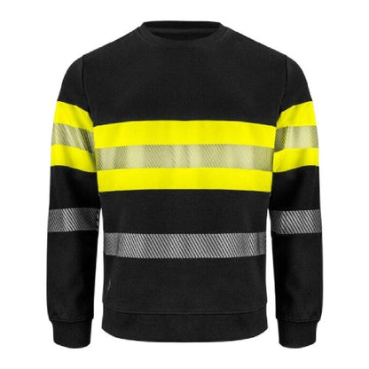 Front - Projob Mens 6129 Striped Class 1 Sweatshirt