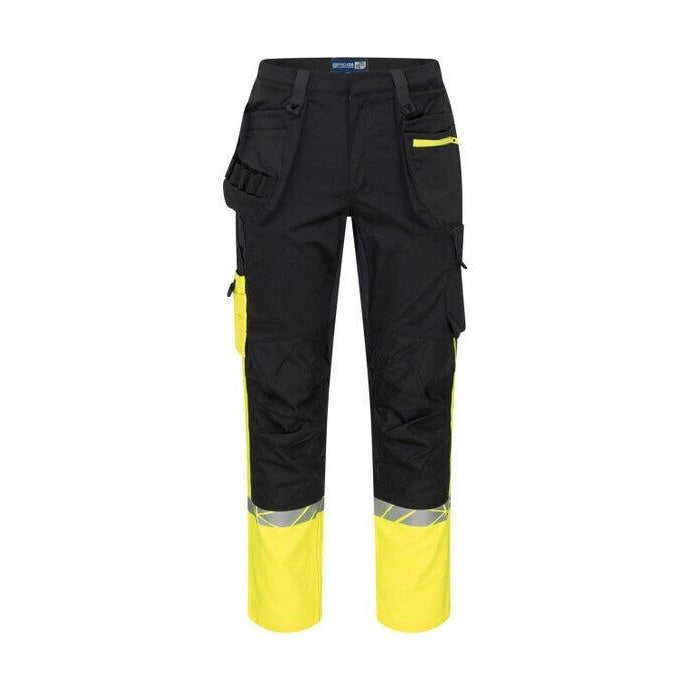 Black-Yellow - Back - Projob Mens Two Tone Work Trousers