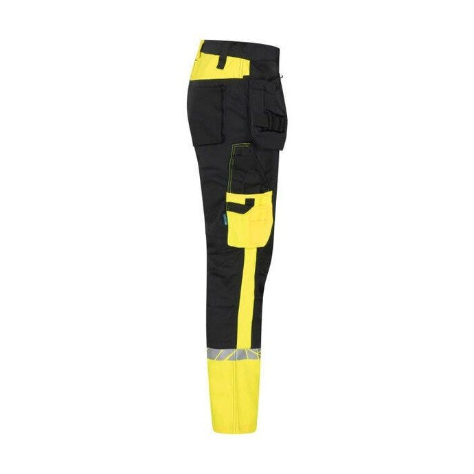 Black-Yellow - Pack Shot - Projob Mens Two Tone Work Trousers