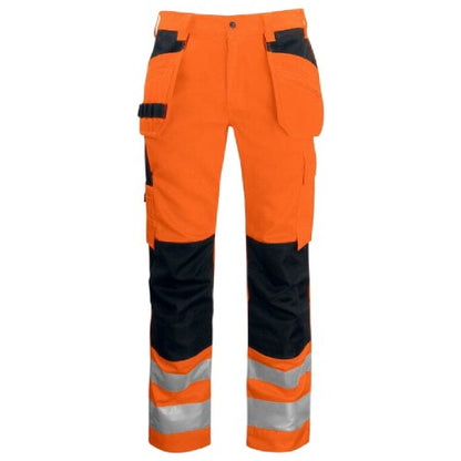 Front - Projob Mens Prio 6531 Hi-Vis Work Trousers