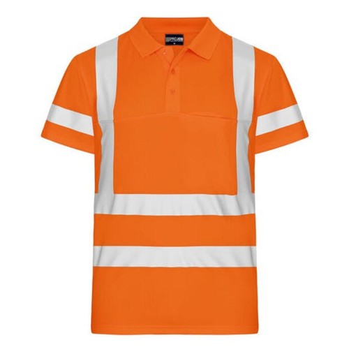 Front - Projob Mens Prio Pique High-Vis Polo Shirt