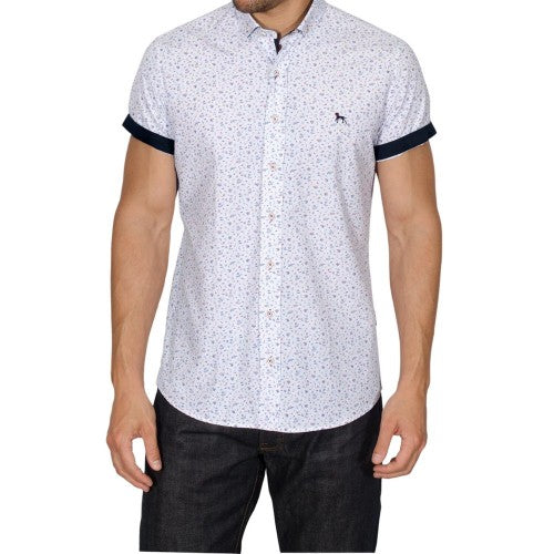 Front - Bewley & Ritch Mens Mataro Ditsy Print Short-Sleeved Shirt