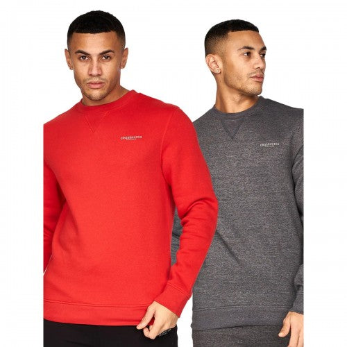 Front - Crosshatch Mens Traymax Crew Neck Sweatshirt (Pack of 2)