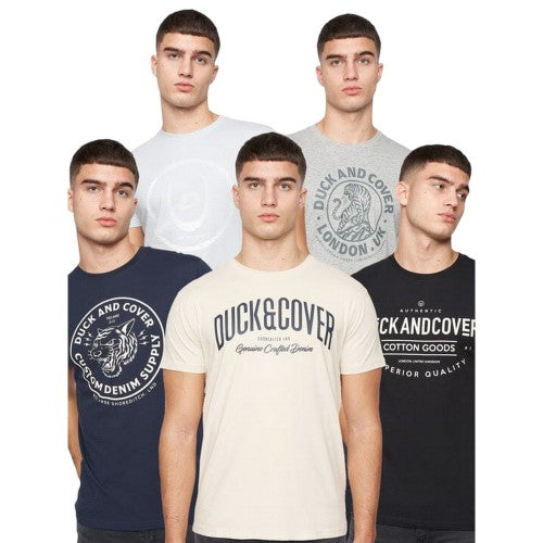 Front - Duck and Cover Mens Ventmans Assorted Designs T-Shirt (Pack of 5)