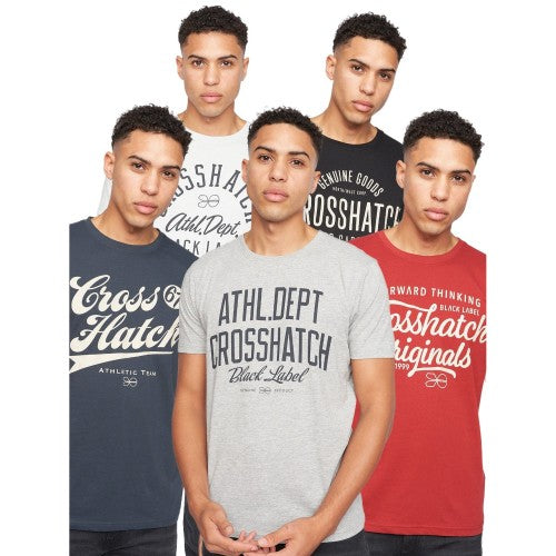 Front - Crosshatch Mens Luckmoore Assorted Designs T-Shirt (Pack of 5)