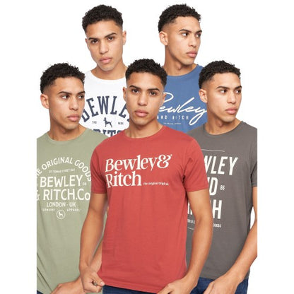 Front - Bewley & Ritch Mens Fevertrees Assorted Designs T-Shirt (Pack of 5)