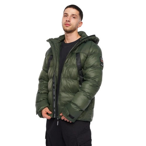 Front - Crosshatch Mens Craystore Hooded Puffer Jacket