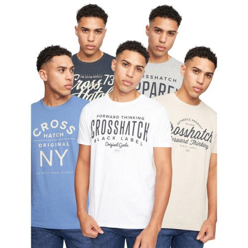 Front - Crosshatch Mens Chislemoore Assorted Designs T-Shirt (Pack of 5)