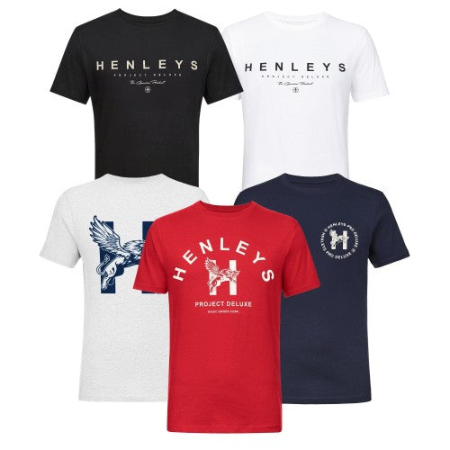 Front - Henleys Mens Graphen T-Shirt (Pack of 5)