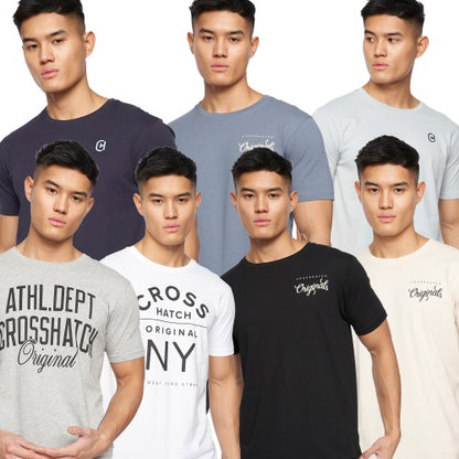 Front - Crosshatch Mens Jackmap Assorted Designs T-Shirt (Pack of 7)
