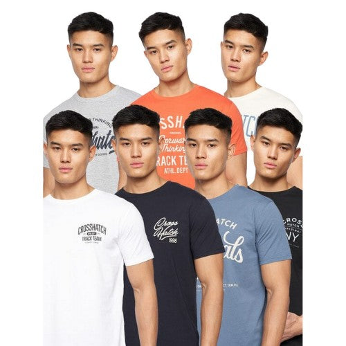 Front - Crosshatch Mens Chinsters Assorted Designs T-Shirt (Pack of 7)