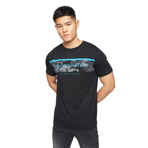 Front - Crosshatch Mens Neoline Camo T-Shirt