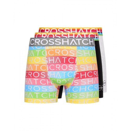 Front - Crosshatch Mens Rainbow Mix Boxer Shorts (Pack of 3)