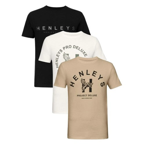Front - Henleys Mens Hentree T-Shirt (Pack of 3)