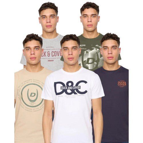 Front - Duck and Cover Mens Cheymore Assorted Designs T-Shirt (Pack of 5)